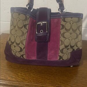 Stylish Purple and Brown Coach Women's Bag